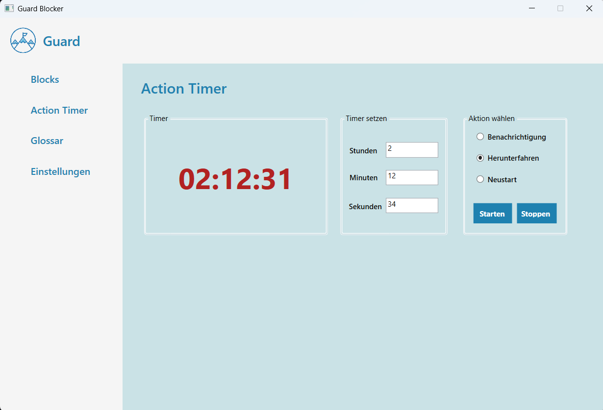 Action Timer in AppGuard: Countdown mit wählbarer Aktion nach Ablauf